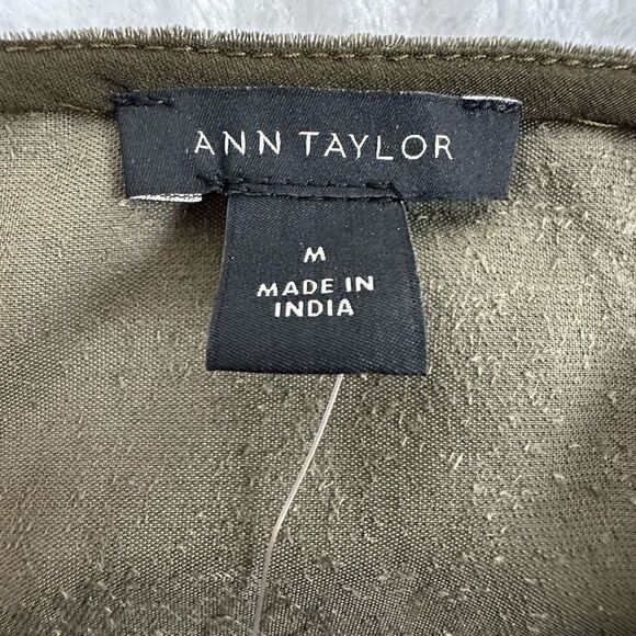 Ann Taylor Women's Size M Oversized Short Bell Sleeve Top Olive Green Solid New‎ - Picture 5 of 11